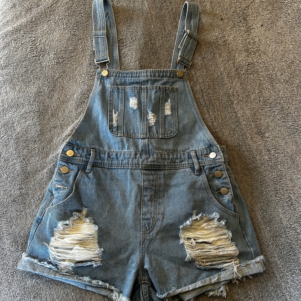 SHEIN Light Blue Denim Overalls